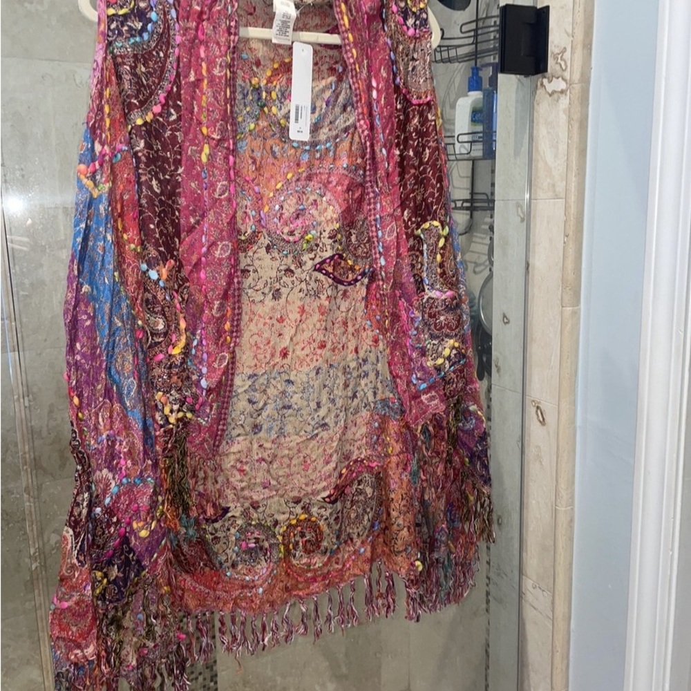 Soft Surroundings Multicolor Patterned Vest With Fringe - Picture 2 of 9
